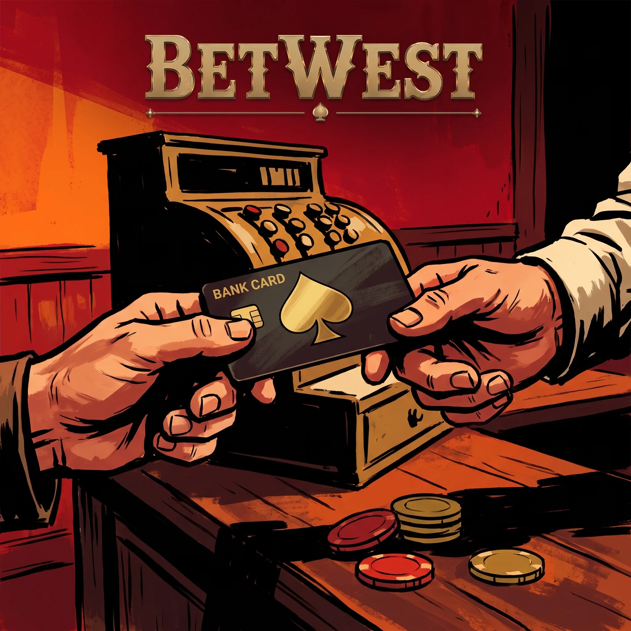 BetWest cashier illustration with a bank card